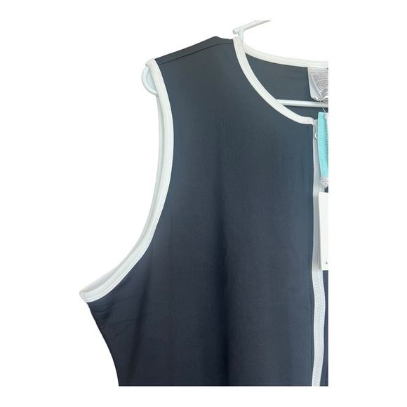 Good American X Anthro Black Plus Varsity Front  Zipper Swim Dress Size Plus NEW - Picture 3 of 15